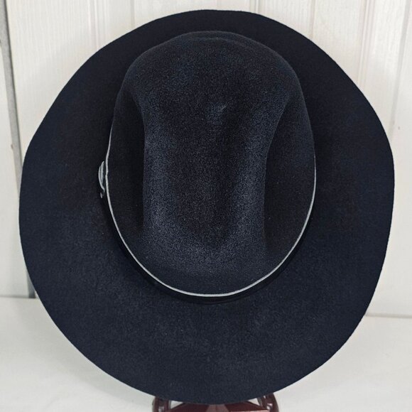 Hat Attack Women's Black Wool Felt Wide Brim Fedora Bucket Hat Floppy Winter USA - Picture 4 of 8